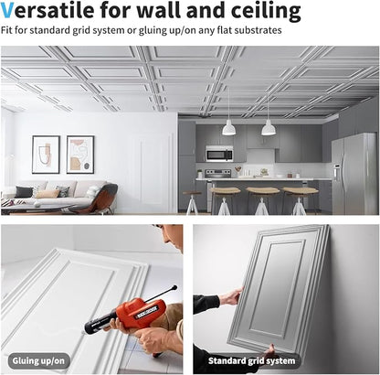 Art3d Drop Ceiling Tiles, 24x48in. Argent Silver - Image 7