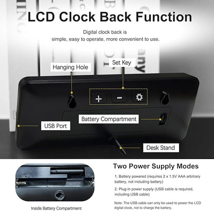 JoFomp LCD Digital Wall Clocks Battery Operated, 8.5" Modern Wall Clocks - Image 4