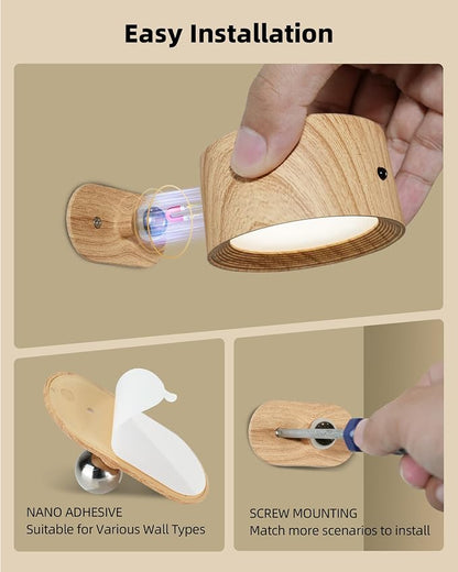 LED Wall Mounted Lights, Rechargeable Wall Sconces Lamp, 3 Color Temps & Remote - Image 8