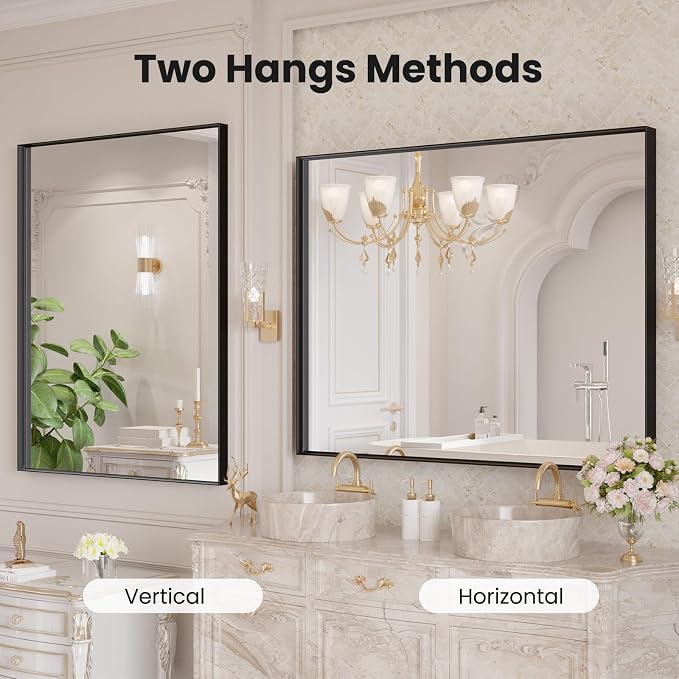 LOAAO Black Bathroom Mirror 40"X24" - Image 3