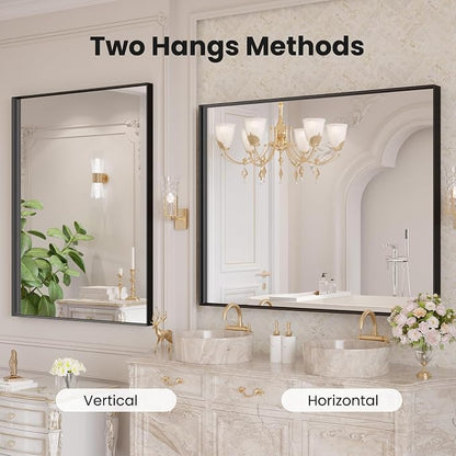 LOAAO Black Bathroom Mirror 40"X24" - Image 3