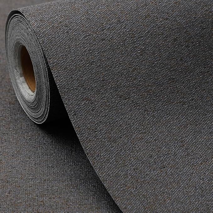 SHUFA Navy Blue Brown Cotton-Like Textured Grasscloth Wallpaper Matte Thick by Unknown