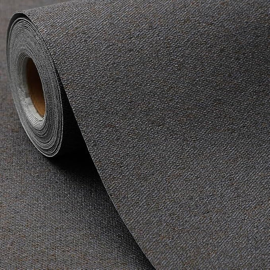 SHUFA Navy Blue Brown Cotton-Like Textured Grasscloth Wallpaper Matte Thick by Unknown