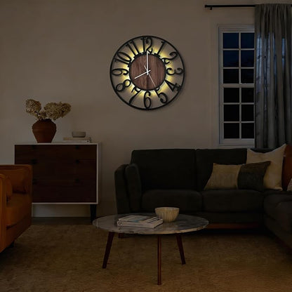 24'' Silent Wall Clock with Adjustable Night Light, Glow in The Dark Decorative - Image 7