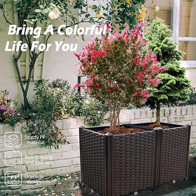 Raised Garden Bed Planter for Outdoor Plants Planter Box Elevated Garden Boxes Deepened Plant pots Perfect for Garden Patio Balcony Deck to Planting Flowers Vegetables Tomato and Herbs