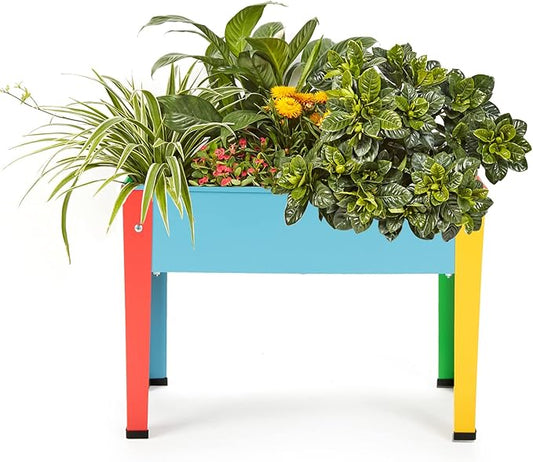 Raised Garden Bed With Legs, Galvanized Planter Box for Herbs and Vegetables (Multi-Colored)