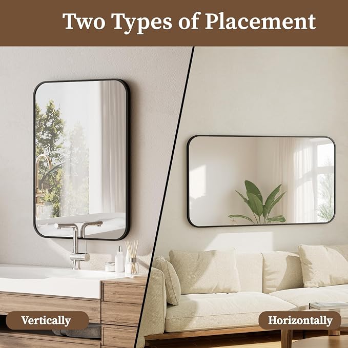 BEAUTYPEAK 26" x 38" Rectangular Aluminum Alloy Frame Wall Mounted Bathroom - Image 4