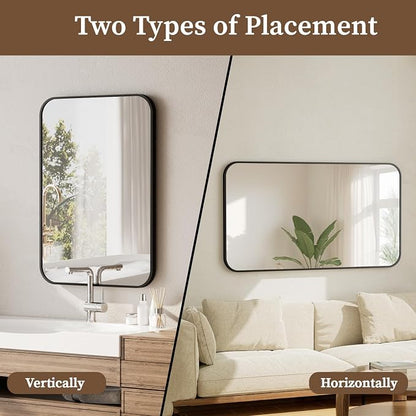 BEAUTYPEAK 30" x 48" Black Metal Frame Rectangle Vanity Mirror - Image 4