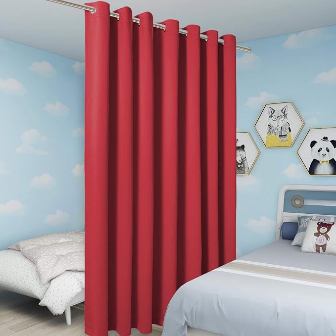 BONZER Wide Room Divider Black Curtain Total Privacy Wall Room Darkening - Image 4