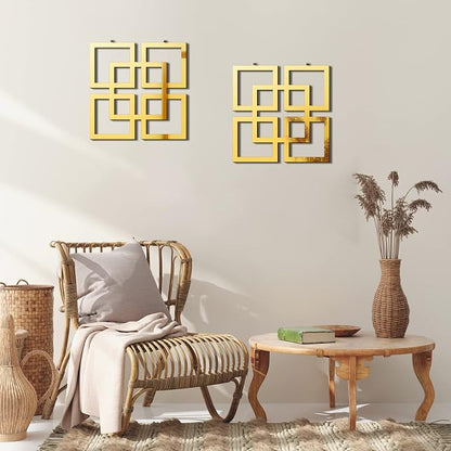 Weysat Wall Mount Home Mirror, 2 Pieces Silver Square Decorative Mirror - Image 6