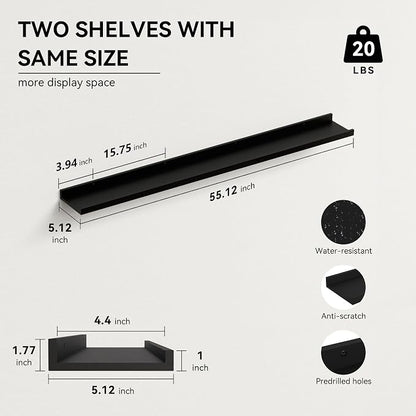Boswillon 55.1 Inches Long Floating Shelves, 2 Set Modern Wall Shelf - Image 3