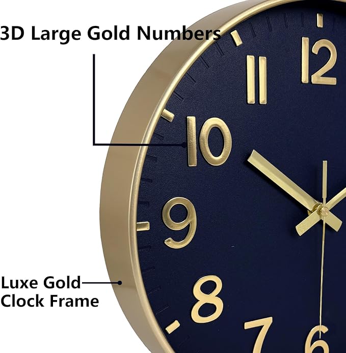Wall Clocks Battery Operated, 12Inch Non Ticking Digital Wall Clock, Silent - Image 7