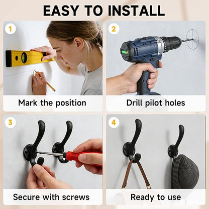 12 Pack Coat Hooks Wall Mount, Heavy Duty Wall Hooks - Image 4