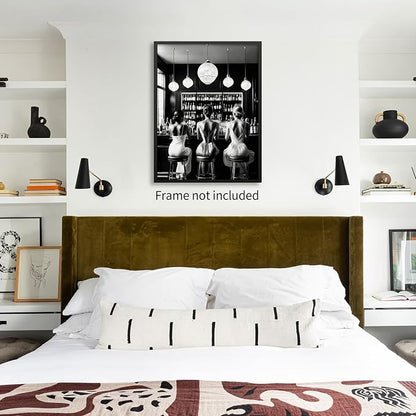 Vintage Black and White Canvas Wall Art Trendy Women Drink Cocktail Posters - Image 6