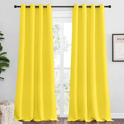 NICETOWN Bright Yellow Curtains 90" Long by NICETOWN