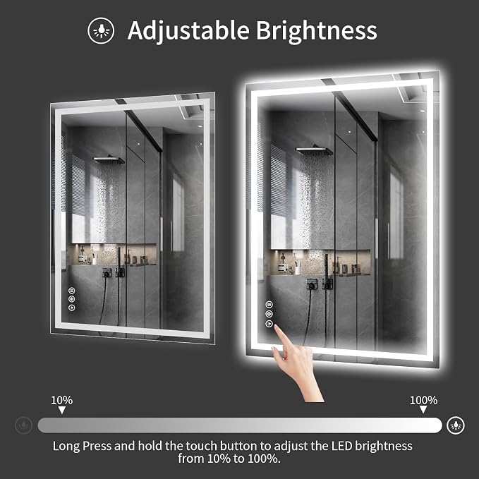 Koonmi 55"x36" LED Mirror for Bathroom, 90CRI Anti-Fog Vanity Mirror - Image 5