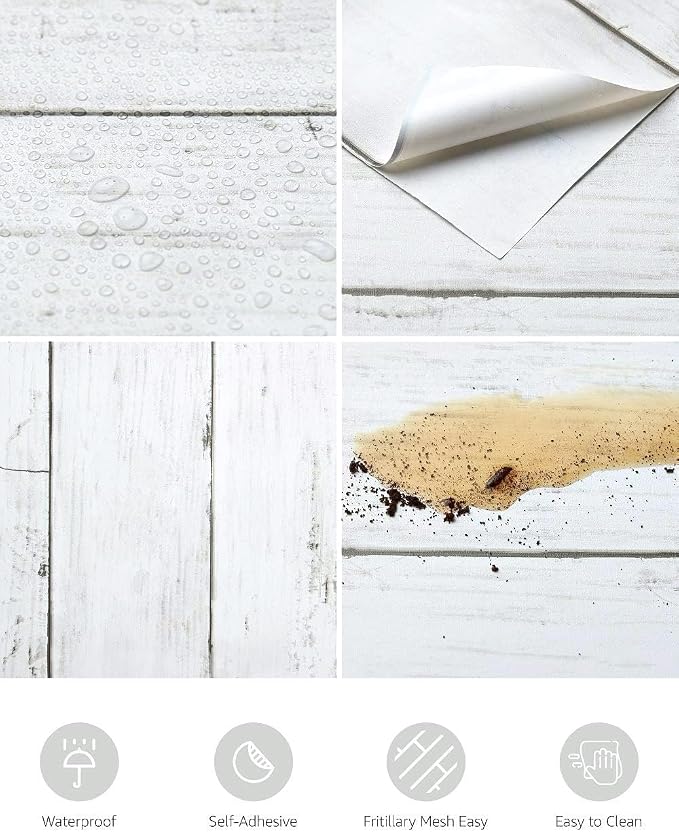 Abyssaly White Gray Wood Paper 17.71 in X 1003.9 in Self-Adhesive Removable - Image 2