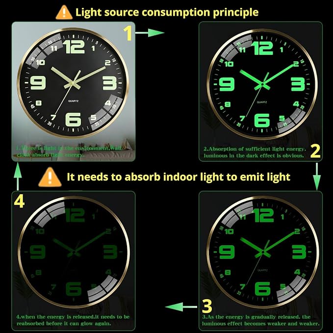 12-inch wall clock, powered by AA batteries, silent operation, large font - Image 6