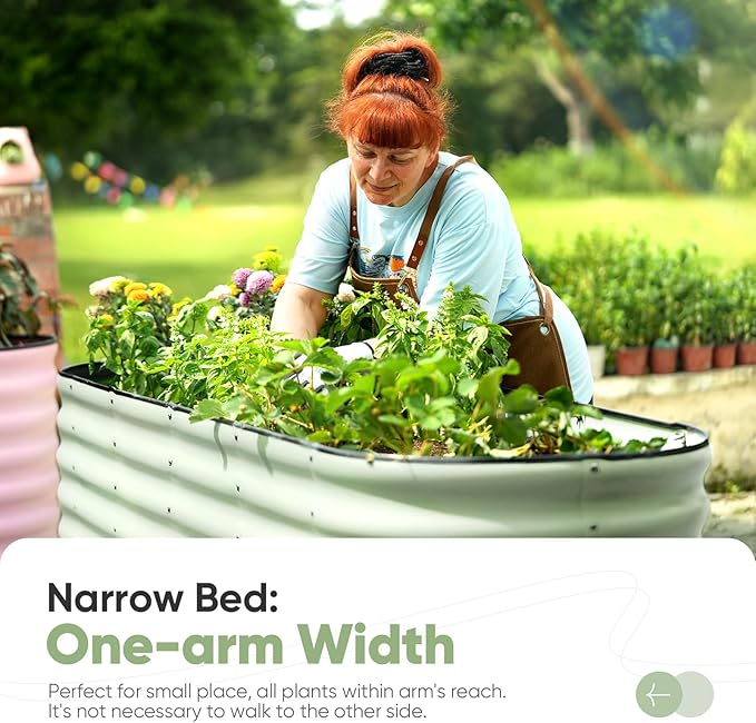 KING BIRD Raised Garden Bed 2.85 ft Tall 9 in 1 Galvanized Planter Garden Box Outdoor for Gardening, Deep Root Vegetables, Flowers 78.7X23.6X34.2 in, Light Green