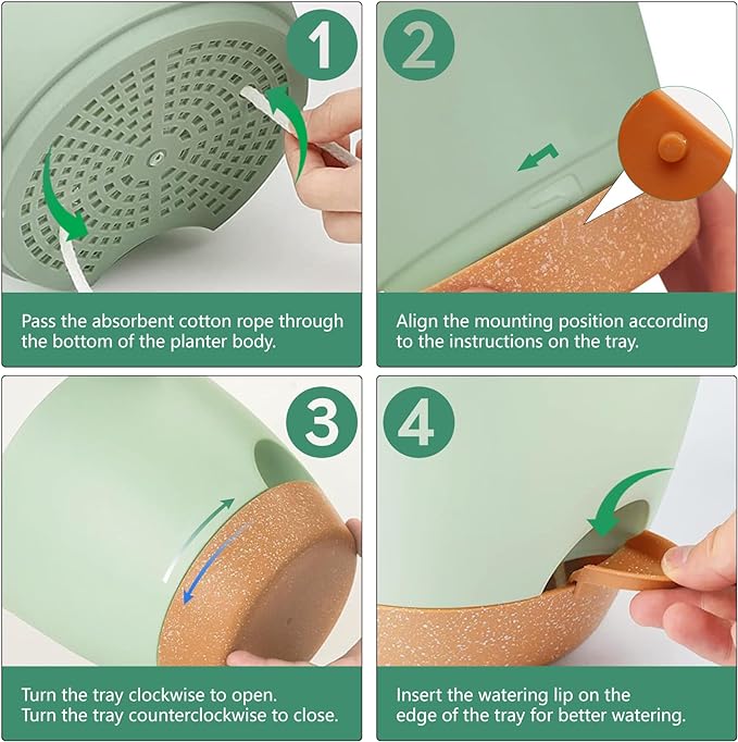 Indoor Plant Pots With Drainage Holes and Saucers Planting Pots for All HousePlants Green Plastic Flower Pots with Drainage Hole Self Watering Plant Pot Gift Idea For Home Decor Succulent Pots