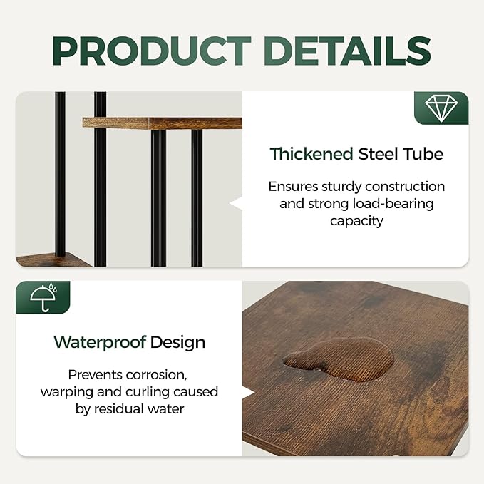 Bamworld Corner Plant Stand Indoor, 5 Tier Metal Plant Shelf for Multiple Plants, Tall Flower Stand for Patio Garden Balcony Living Room Bedroom(Brown)