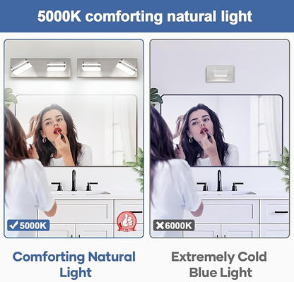 360° Rotate 2-Light LED Bathroom Vanity Light Fixtures, 900LM Acrylic Brushed - Image 3