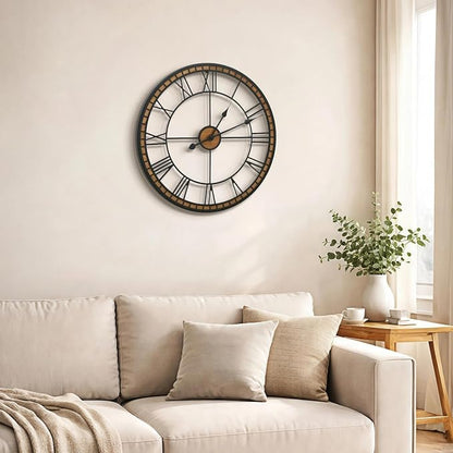 Micasso Large Farmhouse Wall Clock: 20 inch Modern Metal Black - Image 5