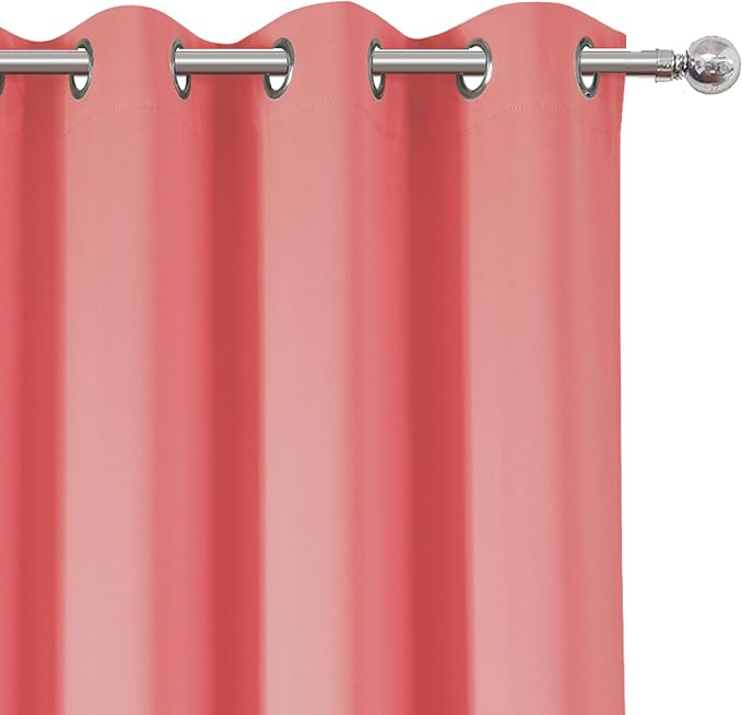 LEMOMO Blackout Curtains 52 x 95 inch/Coral Curtains Set of 2 Panels/Thermal - Image 6