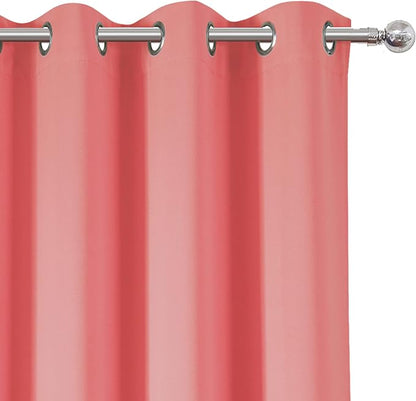 LEMOMO Blackout Curtains 52 x 95 inch/Coral Curtains Set of 2 Panels/Thermal - Image 6