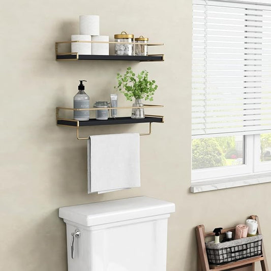 Forbena Black and Gold Bathroom Floating Shelves - Image 2