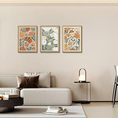 KISSFOX Framed Canvas Wall Art Abstract Floral Botanical Print Set of 3 Green - Image 6