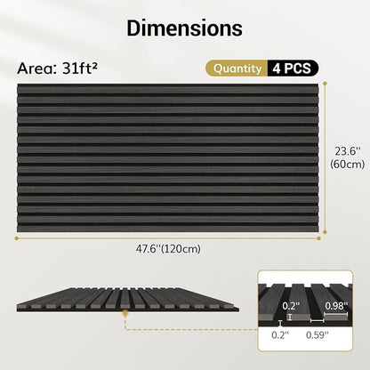 TONOR Wood Wall Panels for Interior Wall Decor, 4 Pack 47.2" x 23.6" Wood Slat - Image 3