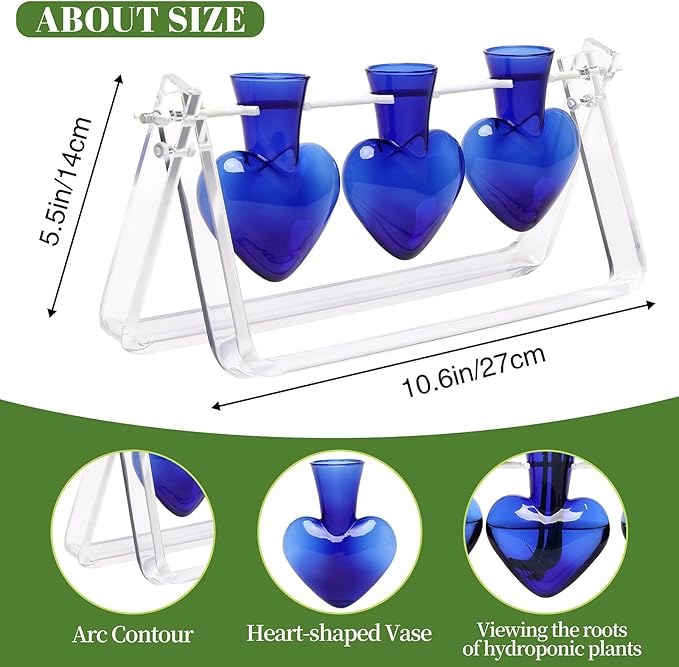 Plant Terrarium Propagation Stations with Wooden Stand Birthday Gifts for Women Plant Stand Indoor Office Home Decor