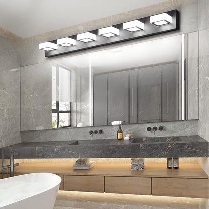 Ralbay Modern Matte Black Bathroom Vanity Light Fixtures 6 Lights Acrylic - Image 5