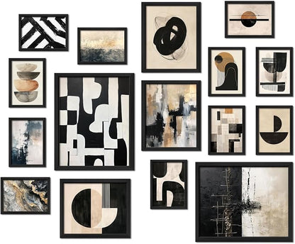 ANERZA 16 PCS Framed Black and White Abstract Wall Art Decor, Minimalist Wall by ANERZA