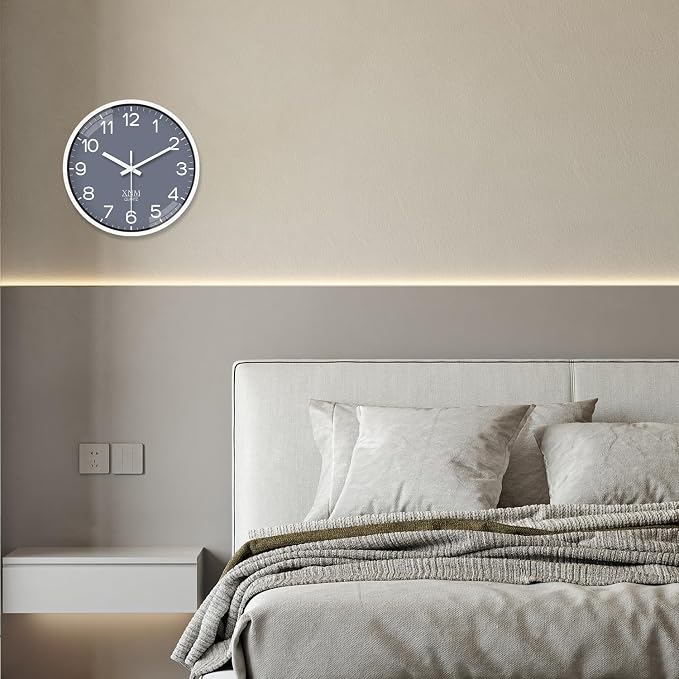 XNM Minimalist Wall Clocks Battery Operated 14 Inch Grey Wall Clock Decorative - Image 4