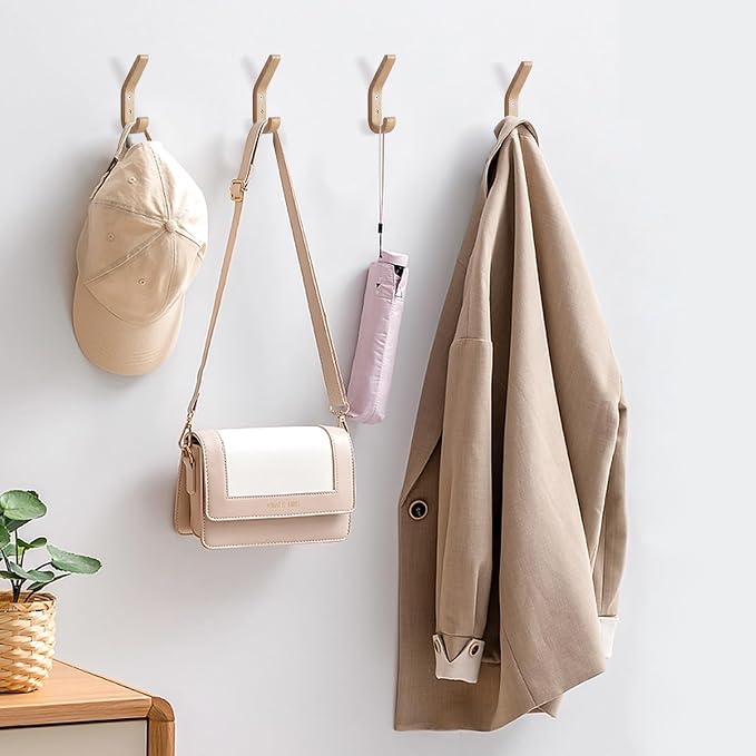 Wooden Coat Hooks for Wall, 6 Pack Wall Mounted Natural Wood Hooks, Modern - Image 4