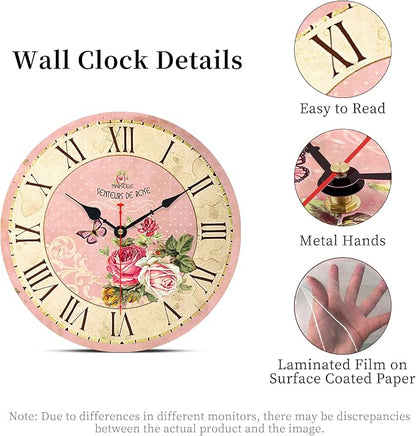 VIKMARI Home 14 Inch Battery Operated Silent Non-Ticking Vintage Wall Clock - Image 5