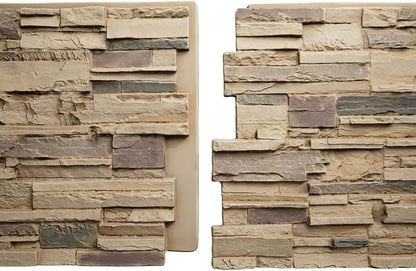 EverStone Cascade Faux Stone Panel, 48 5/8"W x 24 3/4"H x 1 1/4"D, Adobe Color - Image 8