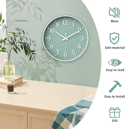 HZDHCLH Wall Clocks Battery Operated, Wall Clock Green, 10 inch Wall Clock - Image 4