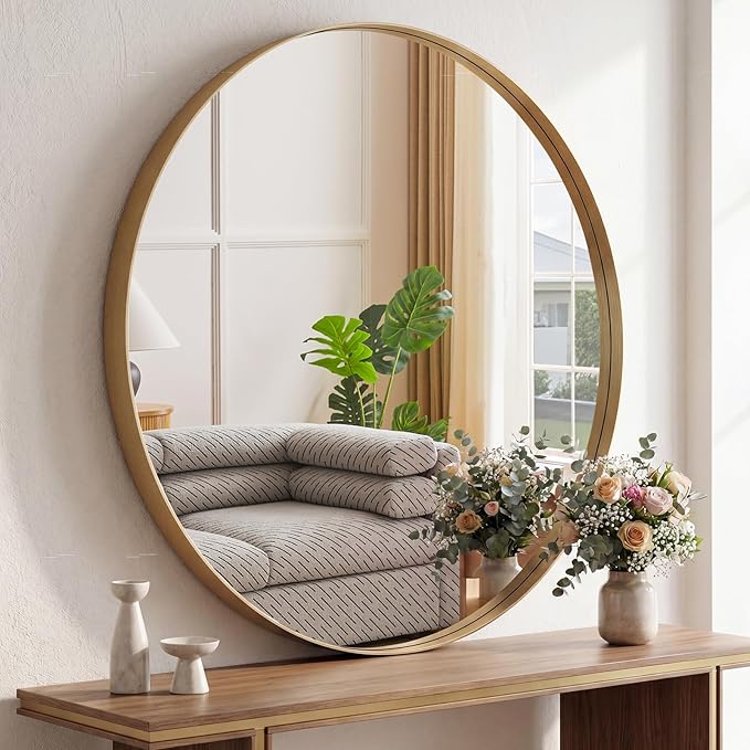DUMOS 30-Inch Round Wall Mirror, Bathroom Wall Circle Mirror by DumosLifestyle
