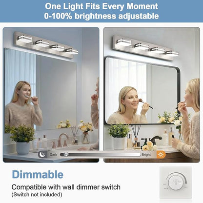 360° Rotate LED Dimmable Bathroom Vanity Light Fixtures, 1600LM Acrylic Brushed - Image 4