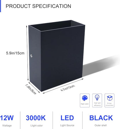 KICAAO LED Wall Sconces Set of Two, 12W Modern Wall Light, Hardwired Aluminum - Image 4