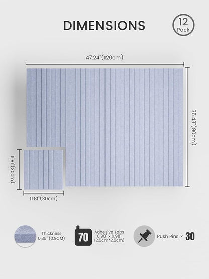 Bumusty Large Cork Board Alternative-48 x 36" Felt Bulletin Board Tiles - Image 2
