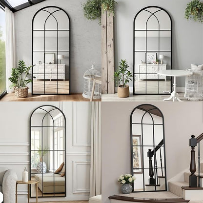 Dewfig 71"x32" Arched Window pane Full Length Mirror, Wall Mirror, Floor - Image 4
