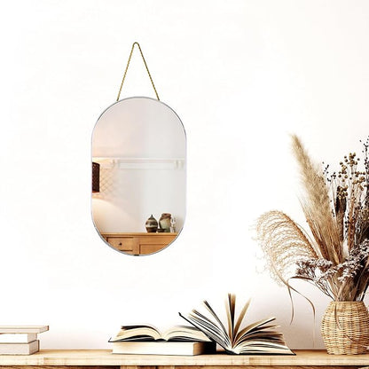 Oval Mirror with Lanyard, High Definition Bathroom Mirror - Image 4