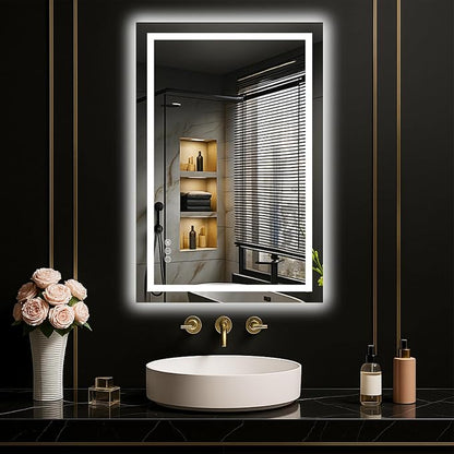 LOAAO 20"x30" LED Mirror for Bathroom, Lighted Bathroom Mirror by LOAAO