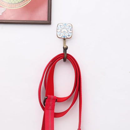 Indian Shelf Pack of 6 Multicolor Square Ceramic Kids Room Wall Hooks - Image 9