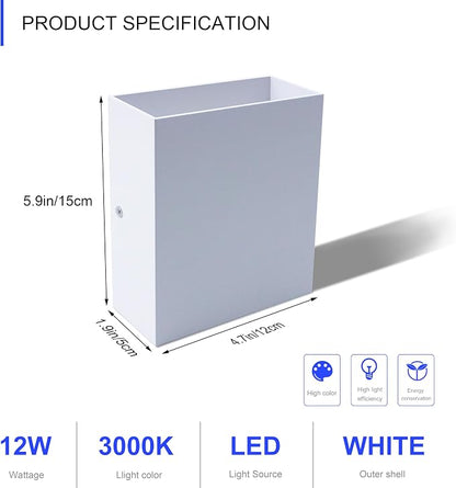 KICAAO LED Wall Sconces Set of Two, 12W Modern Wall Lamp, Hardwired Aluminum - Image 4