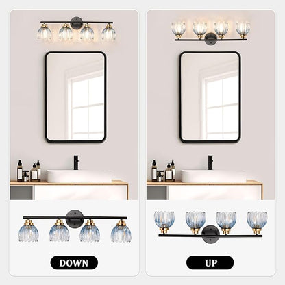 TALOYA Bathroom Vanity Light Fixtures, 4-Light Black and Gold Wall Lights - Image 8